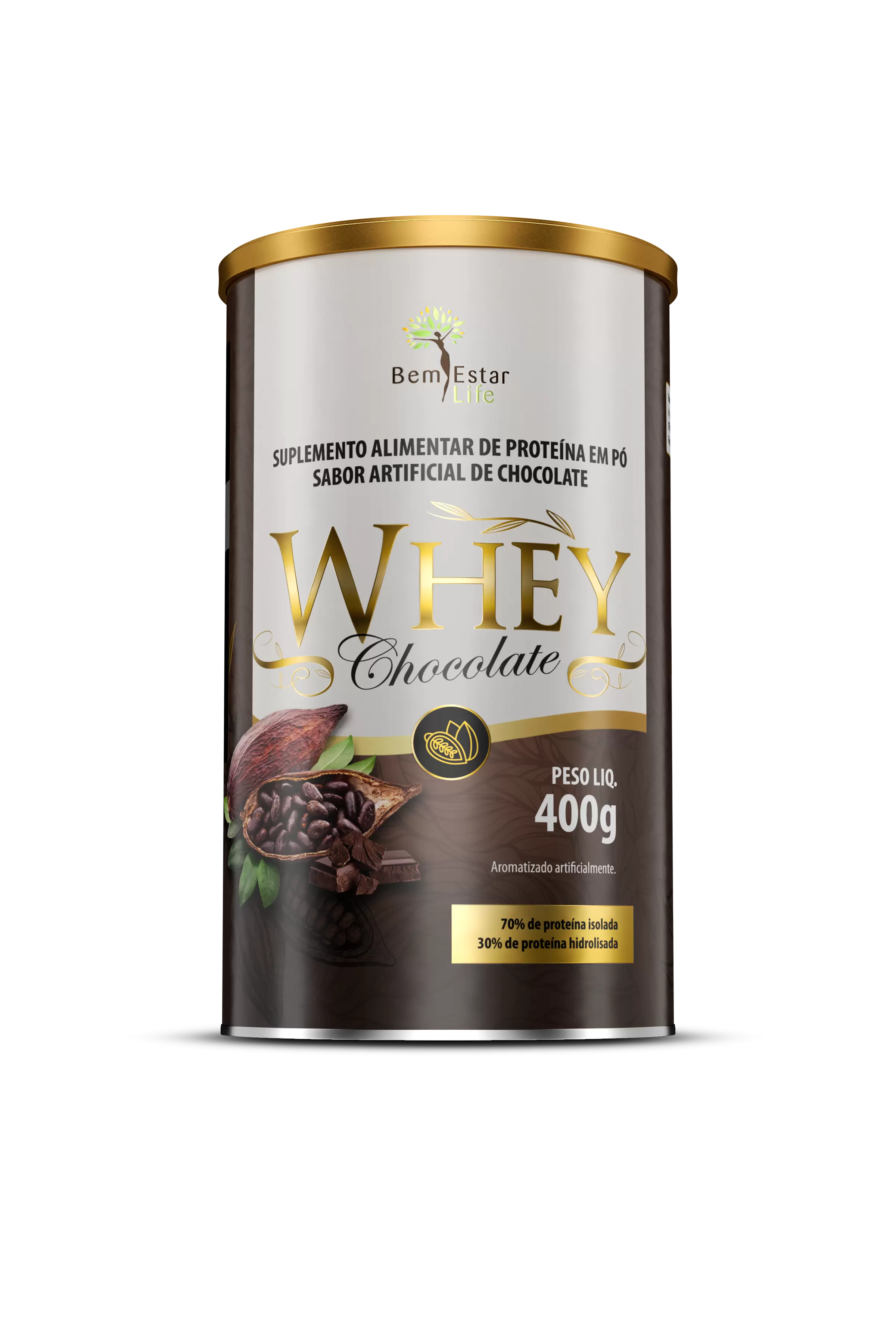 WHEY PROTEIN CHOCOLATE 400 GR, *70% ISOLADO / 30% HIDRIOLISADO*