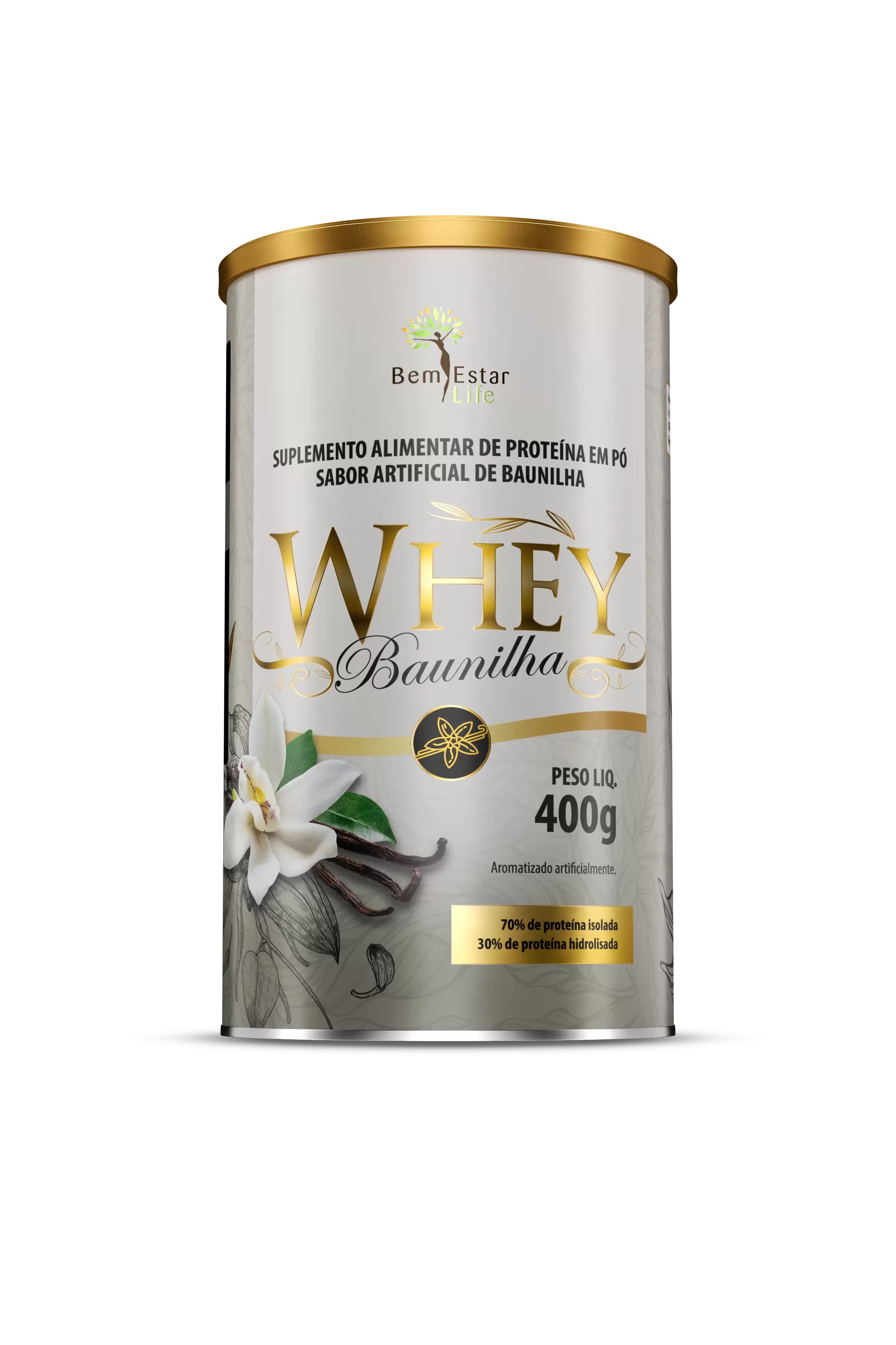 WHEY PROTEIN BAUNILHA 400 GR, *70% ISOLADO / 30% HIDRIOLISADO*